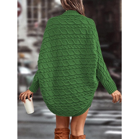 Shawl Collar Cable Knit Batwing Sleeve Duster Cardigan sweater black oversized - Picture 5 of 11